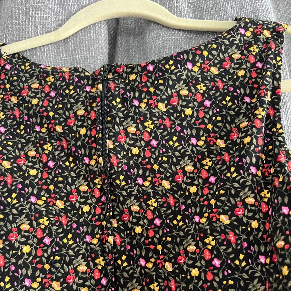 Vintage 90’s Betsy Lauren - ditsy floral print on black mini dress - size 10 - Picture 10 of 14